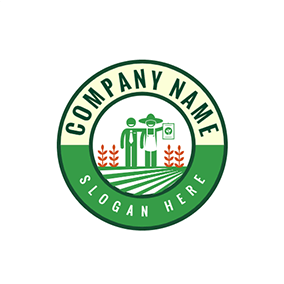Logo De La Ferme Cropland Plant Happy Farmer logo design