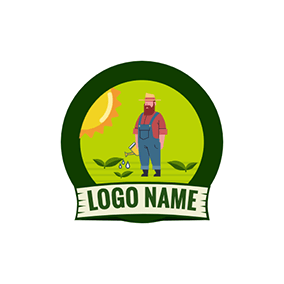 Logo De La Ferme Crops Sun Circle Banner Farmer logo design