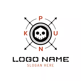 Logotipo U Cross Arrow and Skull Punk logo design