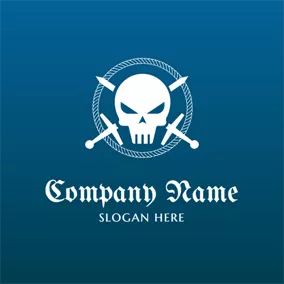 骨のロゴ Cross Sword and Skeleton Pirates logo design