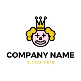 Clown Logo Crown and Joker Face logo design