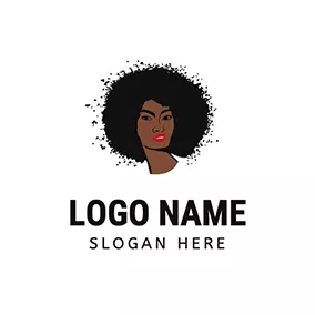 Barber Logo Curly Afro Hair Portrait logo design