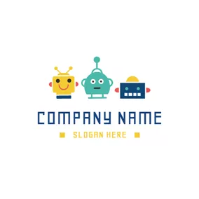 Contact Logo Cute and Colorful Toy Robot logo design