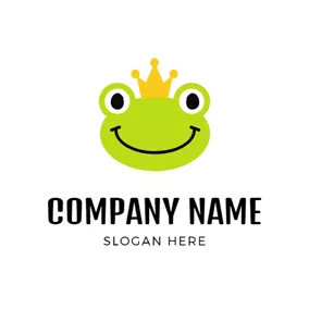 Joyful Logo Cute Crown and Frog Head logo design