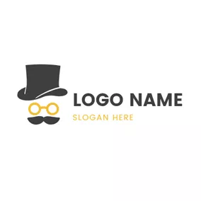 Boss Logo Cute Formal Hat and Beard Hipster logo design