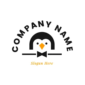 Animated Logo Cute Penguin and Butler Sign logo design