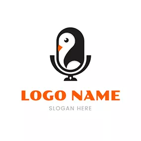 Microphone Logo Cute Penguin and Unique Microphone logo design