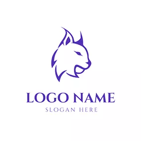 Purple Logo Cute Purple Lynx Face logo design
