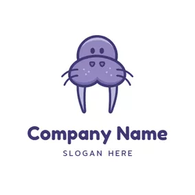 Purple Logo Cute Purple Seal Head logo design