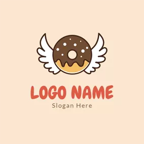 Donut Logo Cute Wing and Chocolate Doughnut logo design