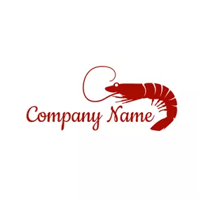 シーフードロゴ Delicious Red Shrimp logo design