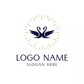 Engagement Logo Double Swan and Love Wedding logo design