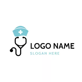 護士Logo Echometer Outline and Nurse Cap logo design