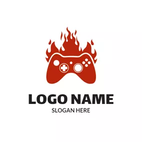 Hot Logo Fire and Game Controller logo design