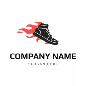Boot Logo Fire and Sneaker Shoe logo design