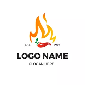 Hot Logo Fire Chili Design Taqueria logo design