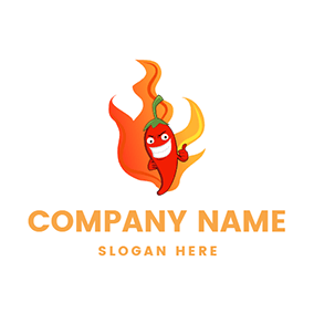 Hot Logo Fire Cute Cartoon Chili logo design