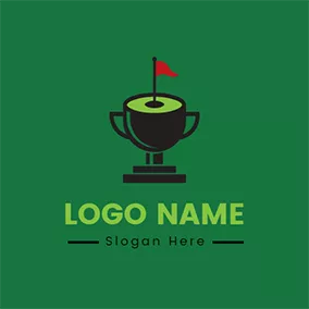 旗ロゴ Flag Trophy and Golf Course logo design
