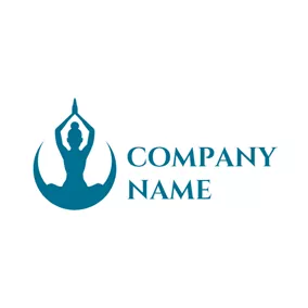 Logo Du Yoga Flat Blue Yoga Woman logo design