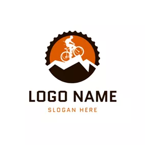 Biking Logo Flat Gear and Mountain Bike logo design