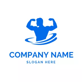 Male Logo Flat Strong Muscle Man logo design
