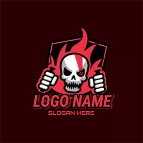 Logótipo De Boxer Gaming Fire Skull Shield logo design
