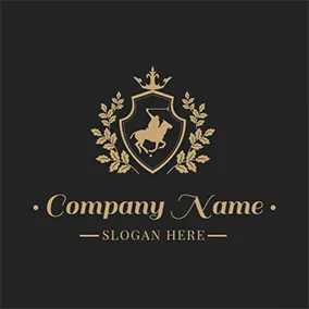 Branch Logo Golden Badge and Horse logo design