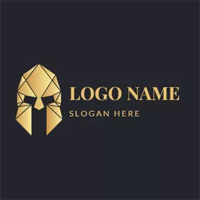Fighter Logo Golden Geometric Warrior Head logo design