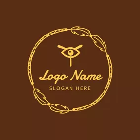 Logo En Forme De Feuille Golden Leaf Chain and Eye Tribe Symbol logo design