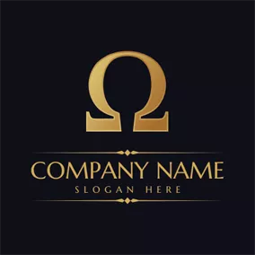 金属Logo Golden Omega Symbol logo design
