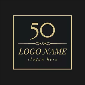 Logotipo De Aniversario Golden Square and 50th Anniversary logo design