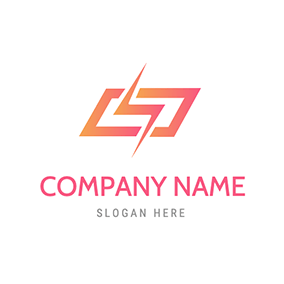 Pink Logo Gradient Rectangle Shape Flash logo design