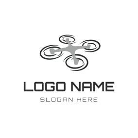 螺旋槳 Logo Gray and Black Quadrocopter logo design