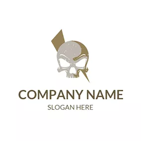 Gang Logo Gray and White Skull Icon logo design
