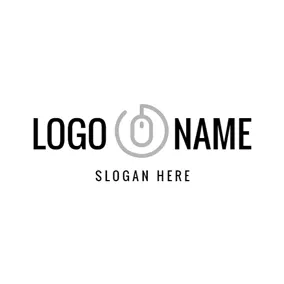 Shape Logo Gray Circle and Mouse logo design