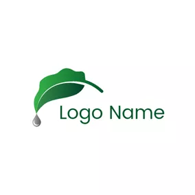 Drop Logo Gray Drop and Green Leaf logo design