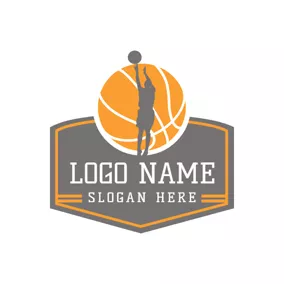 社交媒体Logo Gray People and Yellow Basketball logo design