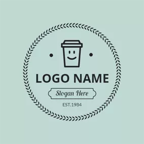 Caffeine Logo Green and Black Coffee Cup logo design
