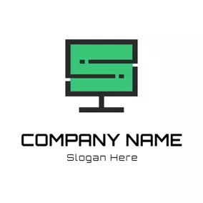 Shape Logo Green and Black Computer logo design