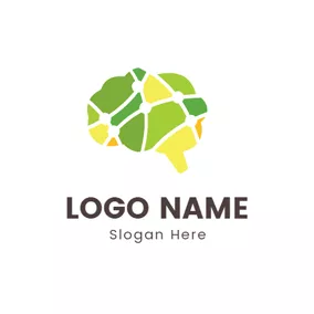 Concept Logo Green and Blue Brain logo design
