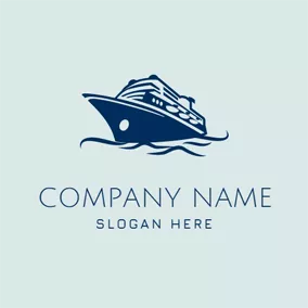 Boat Logo Green and Blue Steamship logo design