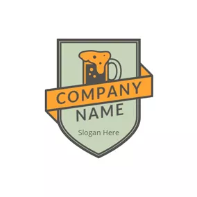 Rectangle Logo Green and Orange Beer logo design
