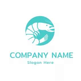 Meeresfrüchte Logo Green and White Shrimp logo design
