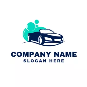 Vehicle Logo Green Bubble and Car Wash logo design