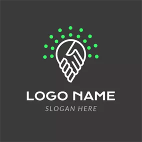 Logótipo De Trading Green Circle Dot and White Hand logo design