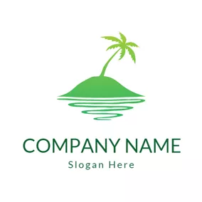 ビーチ　ロゴ Green Coconut Tree Tropical Tourism logo design