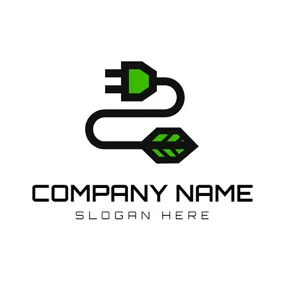 Logotipo Industrial Green Leaf and Black Plug logo design