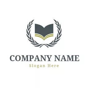 Academy Logo Green Leaf and Opened Book logo design