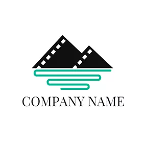 Production Logo Green Shape and Black Film logo design