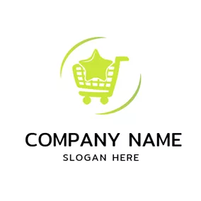 カートロゴ Green Star and Shopping Trolley logo design